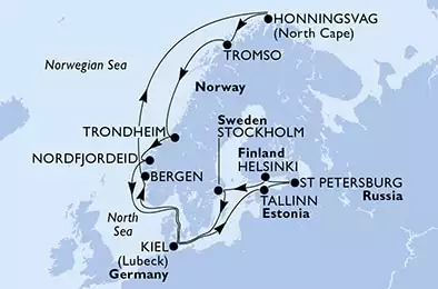 MSC SPLENDIDA - Itinerario di 17 notti partendo da KIEL, GERMANY il 13/05/2021 - Germania, Norvegia, Estonia, Russia, Finlandia, Svezia
