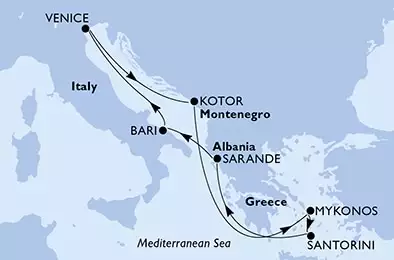 MSC SINFONIA - Itinerario di 7 notti partendo da VENEZIA il 01/05/2021 - Italia, Montenegro, Grecia, Albania