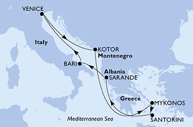 Italia, Montenegro, Grecia, Albania
