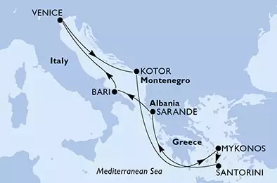 MSC SINFONIA - Itinerario di 7 notti partendo da BARI il 28/05/2021 - Italia, Montenegro, Grecia, Albania