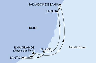 Santos, Ilha Grande, Salvador da Bahia, Ilheus, Buzios, Santos
