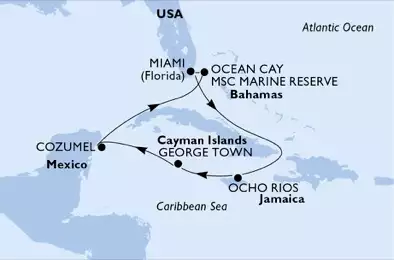 MSC MERAVIGLIA - Itinerario di 7 notti partendo da MIAMI, UNITED STATES il 07/11/2020 - USA, Giamaica, Isole Cayman, Messico, Bahamas