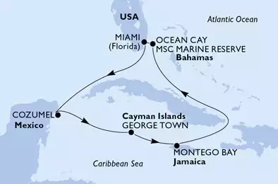 MSC MERAVIGLIA - Itinerario di 7 notti partendo da MIAMI, UNITED STATES il 13/03/2021 - USA, Messico, Isole Cayman, Giamaica, Bahamas