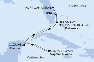 USA, Bahamas, Isole Cayman, Messico