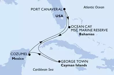 MSC SEASIDE - Itinerario di 7 notti partendo da PORT CANAVERAL,  USA il 27/12/2020 - USA, Bahamas, Isole Cayman, Messico