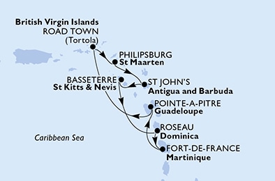 Martinica, Guadalupe, Isole Vergini (Britanniche), Antille Olandesi, Antigua-Barbuda, Saint Kitts - Nevis, Dominica