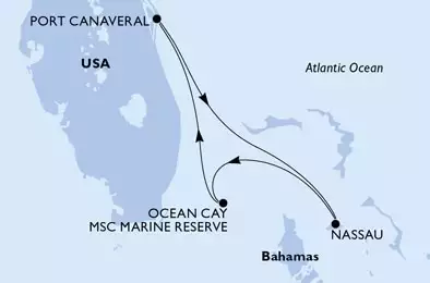 MSC DIVINA - Itinerario di 3 notti partendo da PORT CANAVERAL,  USA il 10/06/2021 - USA, Bahamas