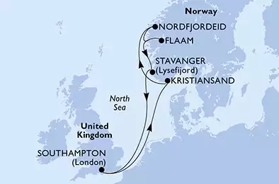MSC MAGNIFICA - Itinerario di 7 notti partendo da SOUTHAMPTON, UNITED KINGDOM il 12/06/2021 - Regno Unito, Norvegia