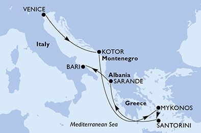 Italia, Montenegro, Grecia, Albania