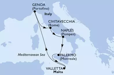 MSC GRANDIOSA - Itinerario di 7 notti partendo da GENOVA il 27/09/2020 - Italia, Malta
