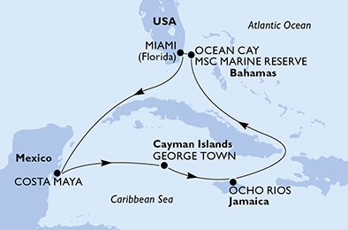 USA, Messico, Isole Cayman, Giamaica, Bahamas