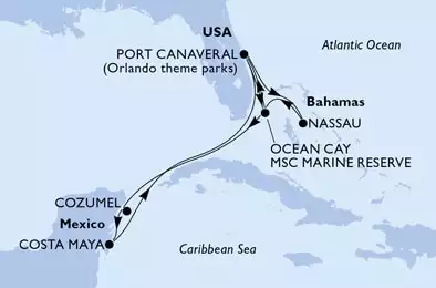 MSC DIVINA - Itinerario di 10 notti partendo da PORT CANAVERAL,  USA il 02/09/2021 - USA, Bahamas, Messico