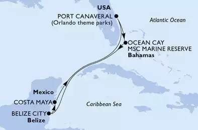 MSC DIVINA - Itinerario di 7 notti partendo da PORT CANAVERAL,  USA il 04/04/2021 - USA, Bahamas, Belize, Messico