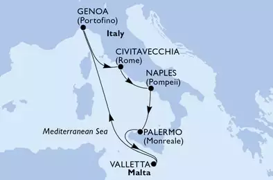 MSC GRANDIOSA - Itinerario di 7 notti partendo da NAPOLI il 01/12/2020 - Italia, Malta