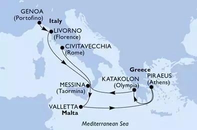 MSC MAGNIFICA - Itinerario di 9 notti partendo da GENOVA il 19/10/2020 - Italia, Malta, Grecia