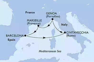Genoa,Marseille,Barcelona,Civitavecchia,Genoa