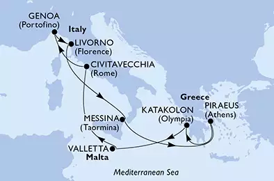 MSC MAGNIFICA - Itinerario di 10 notti partendo da MESSINA il 22/10/2020 - Italia, Grecia, Malta