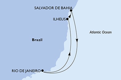 Rio de Janeiro, Ilheus, Salvador da Bahia, Rio de Janeiro