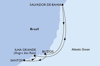 Salvador da Bahia, Buzios, Santos, Ilha Grande, Salvador da Bahia