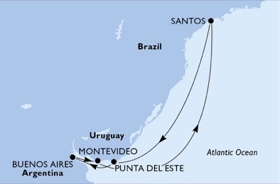 Santos,Punta Del Este,Buenos Aires,Montevideo,Santos