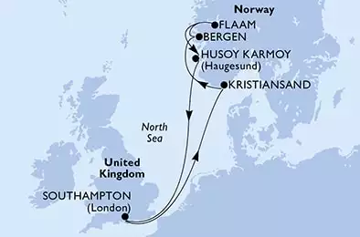 MSC MAGNIFICA - Itinerario di 7 notti partendo da SOUTHAMPTON, UNITED KINGDOM il 03/07/2021 - Regno Unito, Norvegia