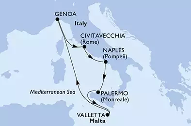 MSC GRANDIOSA - Itinerario di 7 notti partendo da GENOVA il 10/01/2021 - Italia, Malta