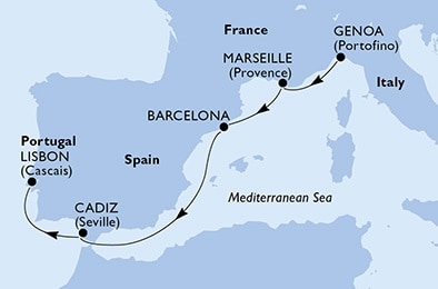 Genoa,Marseille,Barcelona,Cadiz,Lisbon