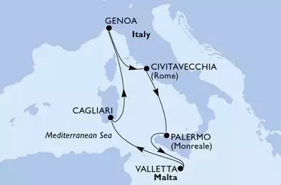 MSC GRANDIOSA - Itinerario di 7 notti partendo da GENOVA il 29/11/2020 - Italia, Malta