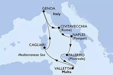 MSC GRANDIOSA - Itinerario di 7 notti partendo da PALERMO il 02/12/2020 - Italia, Malta