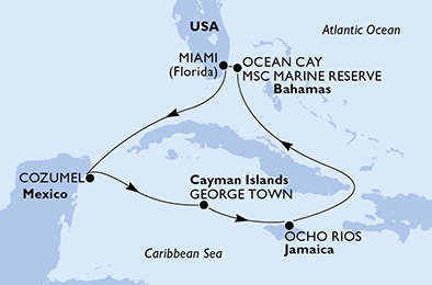 USA, Messico, Isole Cayman, Giamaica, Bahamas