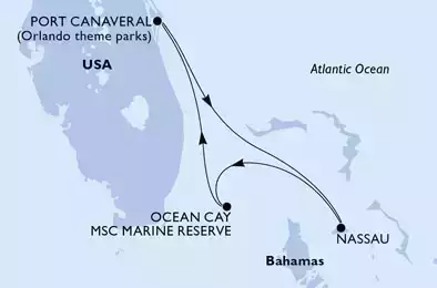 MSC DIVINA - Itinerario di 4 notti partendo da PORT CANAVERAL,  USA il 07/11/2021 - USA, Bahamas