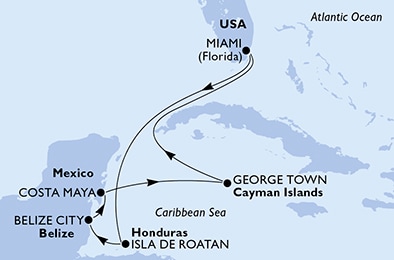 USA, Honduras, Belize, Messico, Isole Cayman