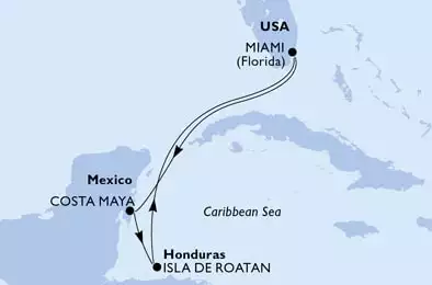 MSC SEASHORE - Itinerario di 5 notti partendo da MIAMI, UNITED STATES il 18/12/2021 - USA, Messico, Honduras