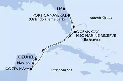 MSC DIVINA - Itinerario di 7 notti partendo da PORT CANAVERAL,  USA il 07/08/2022 - USA, Bahamas, Messico