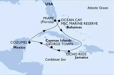 MSC SEASHORE - Itinerario di 7 notti partendo da MIAMI, UNITED STATES il 24/09/2022 - Miami,Ocho Rios,George Town,Cozumel,Ocean Cay,Miami