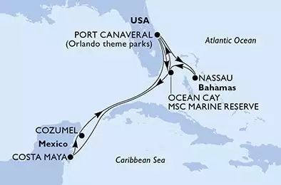 MSC DIVINA - Itinerario di 10 notti partendo da PORT CANAVERAL,  USA il 18/08/2022 - USA, Bahamas, Messico