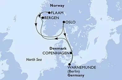 MSC MUSICA - Itinerario di 7 notti partendo da WARNEMÜNDE, GERMANIA il 06/06/2021 - Warnemunde,Bergen,Flaam,Oslo,Copenhagen,Warnemunde