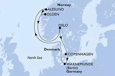 MSC MUSICA - Itinerario di 7 notti partendo da WARNEMÜNDE, GERMANIA il 04/07/2021 - Warnemunde,Alesund,Olden,Oslo,Copenhagen,Warnemunde
