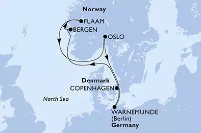 MSC MUSICA - Itinerario di 7 notti partendo da COPENHAGEN, DENMARK il 05/06/2021 - Copenhagen,Warnemunde,Bergen,Flaam,Oslo,Copenhagen