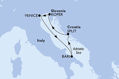 Venice,Bari,Split,Koper,Venice