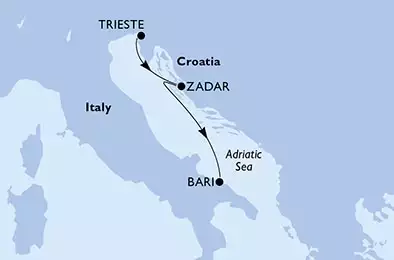 MSC OPERA - Itinerario di 3 notti partendo da TRIESTE il 27/03/2021 - Trieste,Zadar,Bari