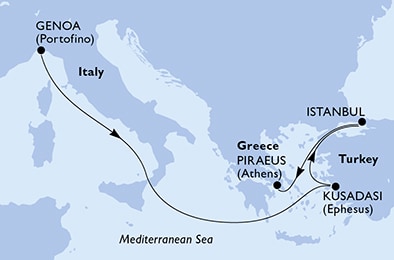 Genoa,Kusadasi,Istanbul,Istanbul,Piraeus