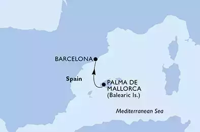 MSC MERAVIGLIA - Itinerario di 1 notti partendo da PALMA DE MALLORCA, SPAIN il 23/09/2022 - Spagna
