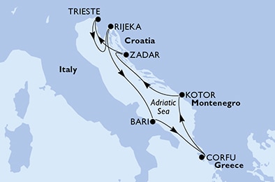 Italia, Croazia, Grecia, Montenegro