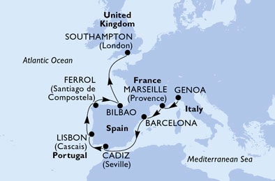 Italia, Francia, Spagna, Portogallo, Regno Unito