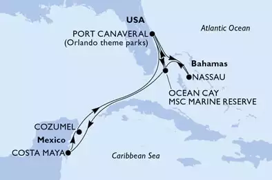 MSC DIVINA - Itinerario di 11 notti partendo da PORT CANAVERAL,  USA il 07/08/2022 - USA, Bahamas, Messico