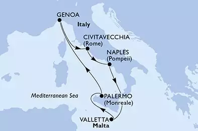MSC GRANDIOSA - Itinerario di 7 notti partendo da CIVITAVECCHIA il 26/04/2021 - Italia, Malta