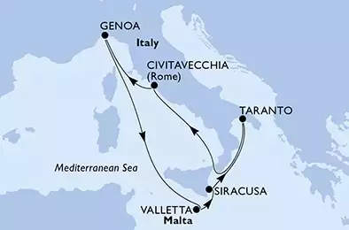MSC SEASIDE - Itinerario di 7 notti partendo da GENOVA il 08/05/2021 - Italia, Malta