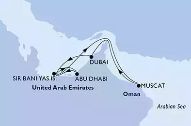 MSC OPERA - Itinerario di 8 notti partendo da ABUDHABI il 07/12/2021 - Emirati Arabi Uniti, Oman