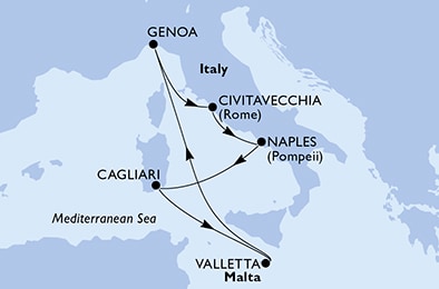 MSC GRANDIOSA - Itinerario di 7 notti partendo da CIVITAVECCHIA il 31/03/2021 - Italia, Malta